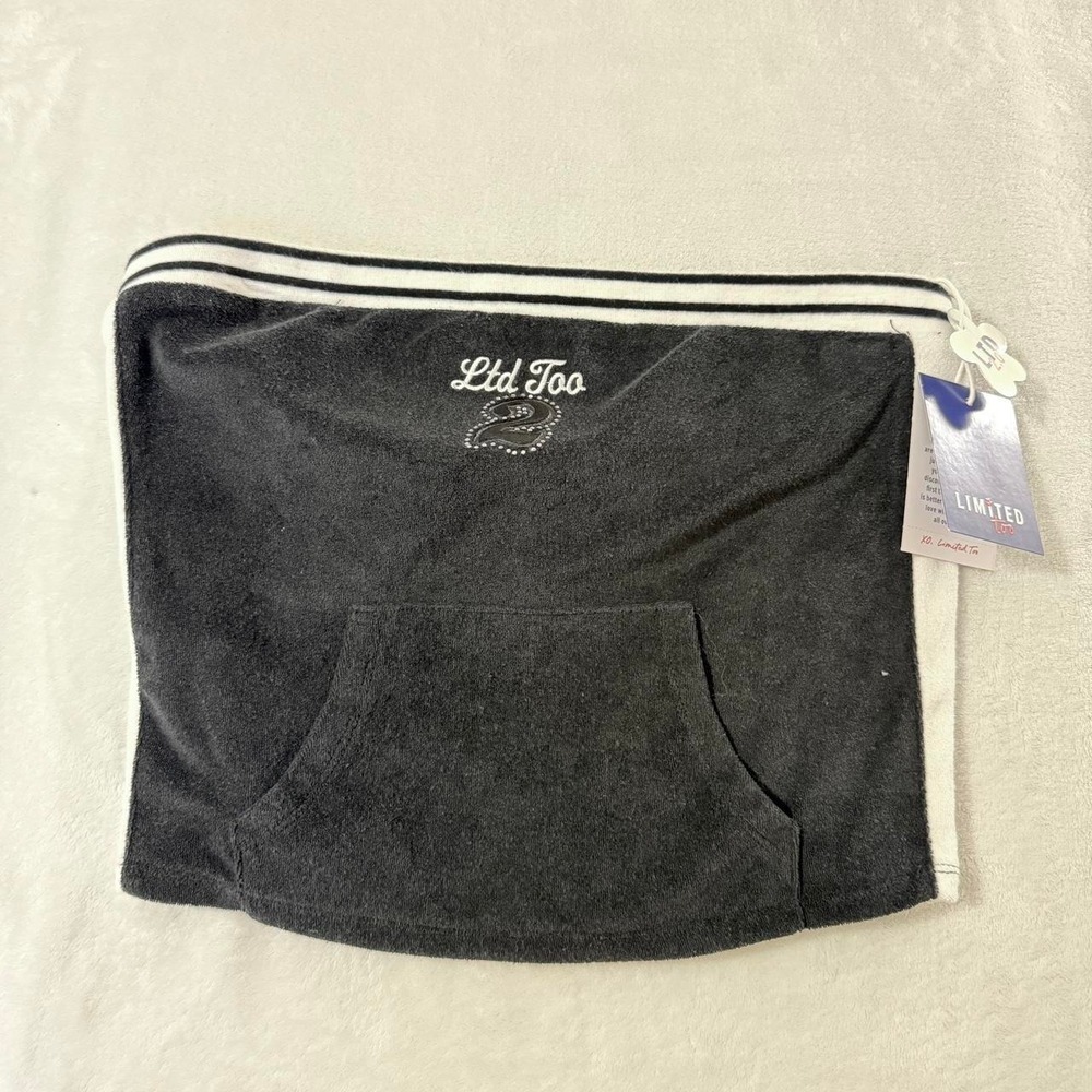 Black tube top with white stripes and front pocket y2k Limited Too